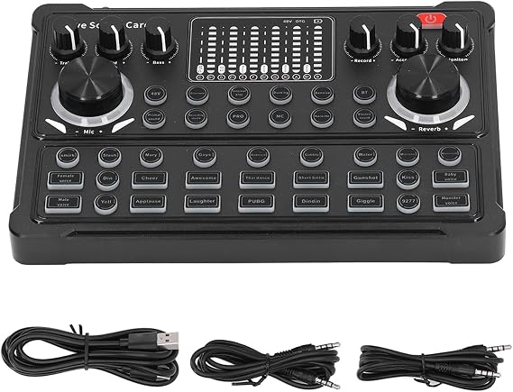 Live Sound Card DSP Noise Reduction LED Breathing Light Display Voice Changer Sound Board For Live Streaming Recording fz3g1w4a5y