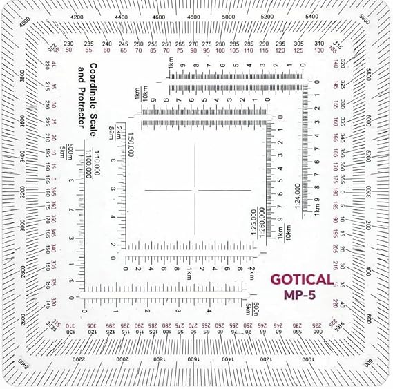 New and Improved Version Military Style MGRS/UTM Coordinate Grid Reader, and Protractor,Coordinate Scale Map Reading and Land Navigation Topographical Map Scale