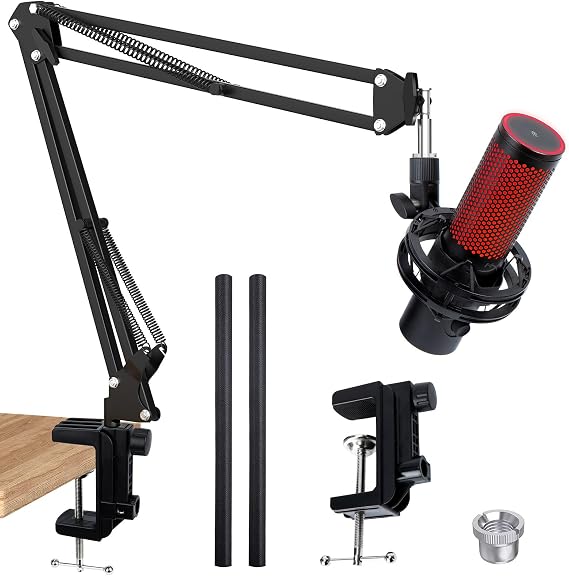 For HyperX QuadCast 2 Boom Arm - Mic Arm Compatible with Hyper x QuadCast, Microphone Boom Arm with Cable Ties, Improve Sound Quality, Mic Boom Arm for Hyperx QuadCast by SUNMON