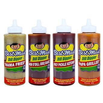 Best Maid Pickle Sauce Mamma Fried, Dash ODill BBQ, Spicy Pickle Ketchup & Papa Grilled Tangy, Bold & Dill Flavors for Burgers, Fries & BBQ (4 Pack, Variety Pack)