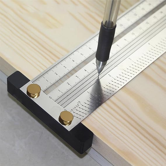 Woodworking Precision Marking T Ruler Thickened T Square,Stainless Steel Metric Version Ruler Gauging Tool for Carpenter,Marking,Positioning,Measuring and Layout (12 Inch)
