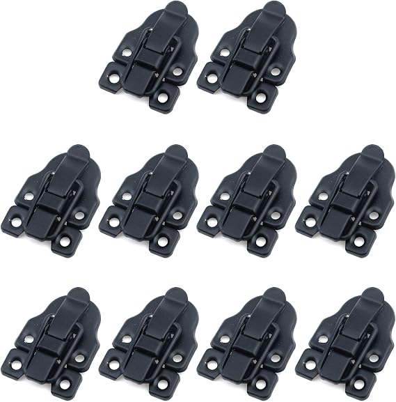 T Tulead Box Latch Hasps Decorative Cabinet Latch Catches Black Hasp Latch Catch Toggle Hasp Catch Iron Chest Case Latch Lock Pack of 10 with Mounting Screws