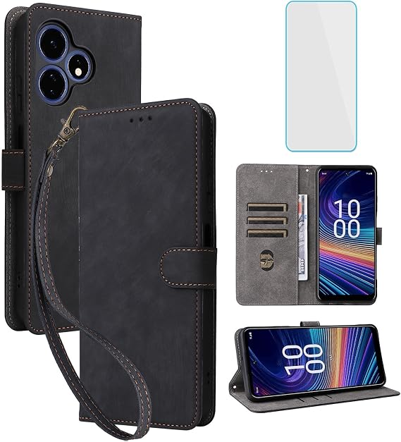 RFID Wallet Phone Case for Boost Mobile Celero 5G Plus 2024 Black