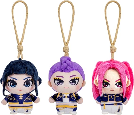 Kpop Demon Hunters 3-Pack 4-inch Clip-On Plush - Rumi, Mira, and Zoey Mini Collectible Character Clips for On-The-Go Fans - Ages 6+