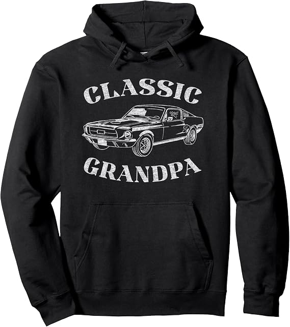 Funny Grandpa Classic Car Graphic Pullover Hoodie