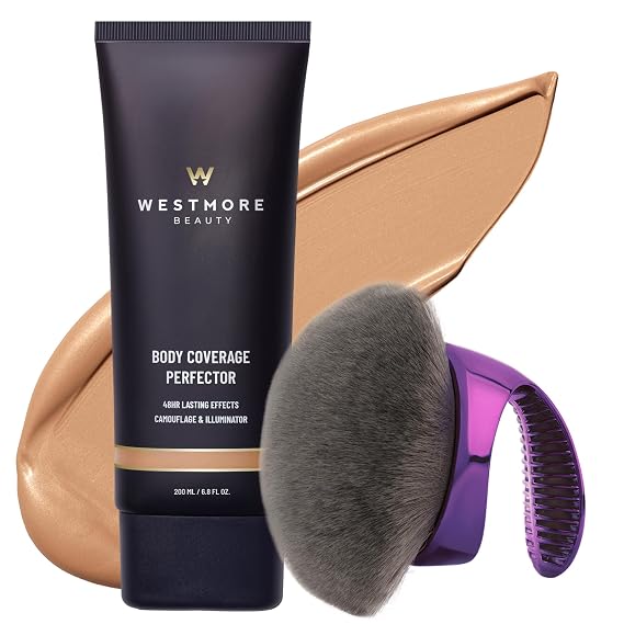 Westmore Beauty Body Coverage Perfector & Brush - Waterproof Leg Makeup- 1C