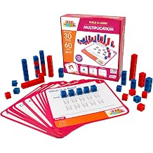 Junior Learning: Mathcubes - Multiplication - 30 Activity Set, Build & Learn, Blocks & Boards Hands On Math, Developmental & Education, Kids Ages 4+