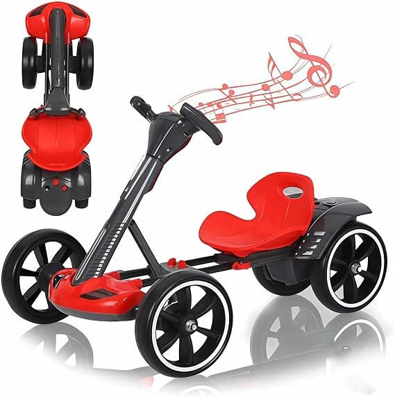 Kids Drift Electric Go Kart - 6/12V Ride-On Toy for Ages 3-8, 4-Wheel Design with Adjustable Seat, Music & Horn, Max Load 30kg