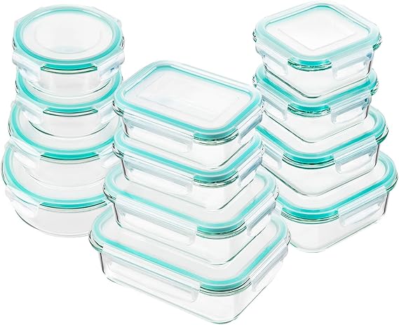 24pc Glass Food Storage Containers, Locking Lids,Glass Meal Prep Containers