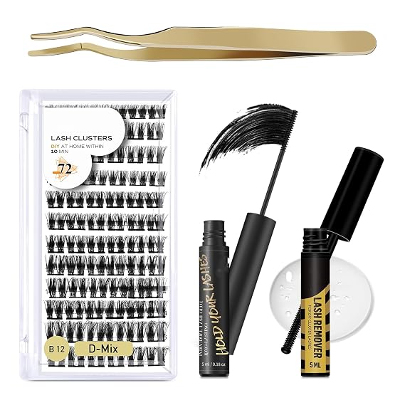 DIY Lash Extension Kit B12 Lash Cluster DIY Eyelash Extension Kit Individual Lashes Eyelash Clusters (Kit,B12)