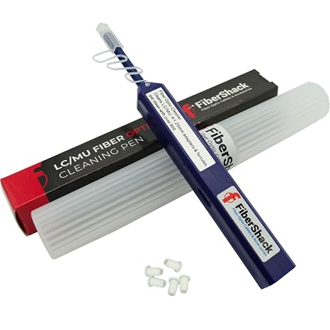 Fibershack - 1.25mm LC Fiber Cleaner Pen. 800+ Single Click Fiber Cleaner. LCUPC Optical Connector & Endface Cleaning Pen  with Damage Protection Case & Dust Caps