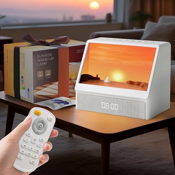 Sunrise Alarm Clock with Sound Machine, Alarm Clock with Bluetooth Speaker | Wake-Up Light Sunrise Alarm Clock, Smart Sleep Companion, Natural Sounds, Immersive Bluetooth Speaker