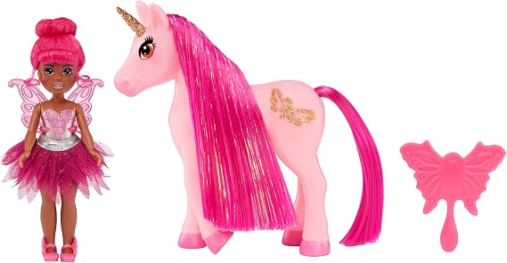 MGA Entertainment Dream Bella Color Change Surprise Little Fairies 5.5" Doll and Little Unicorn 2 Pack- Jaylen and Ribbon, Pink Fairy and Unicorn, Great Gift, Toy for Kids Ages 3, 4, 5+