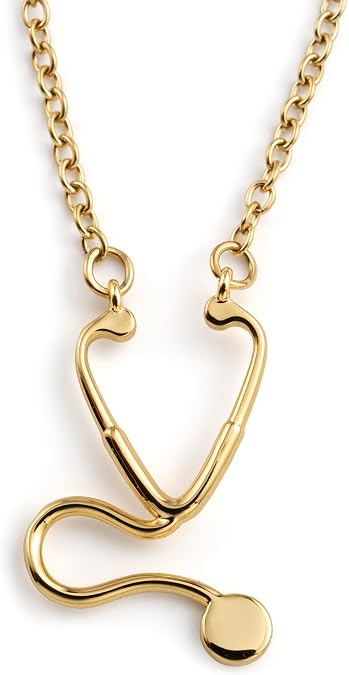 Stethoscope Necklace 18k Gold | Nurse Jewelry Gift for Women, Doctors, Medical Students & Healthcare Workers