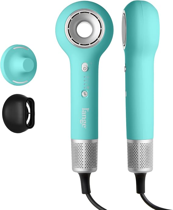 L'ANGE HAIR Axia HaloRing Ionic Hair Dryer | High Speed Professional Blow Dryer for Smooth, Frizz-Free Styles | Lightweight Brushless Motor with Concentrator & Wall Mount | 4 Heat Settings | Blue