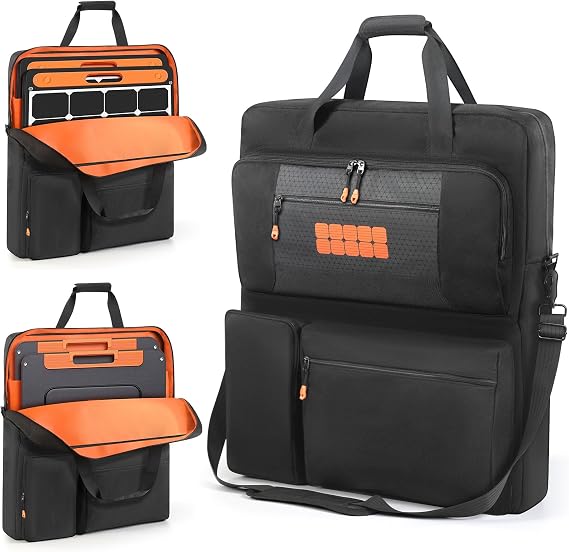 Padded Solar Panel Carrying Case Compatible with Jackery SolarSaga 100W 100X 200W,Travel Solar Panel Storage Bag Fits for ZOUPW 100W 110w 200w with Multi-Pockets & Shoulder Strap