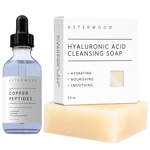 Asterwood Copper Peptides Serum 2 oz + Hyaluronic Acid Face Bar