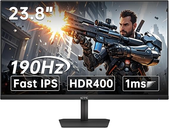 KTC 24 Inch 190Hz Gaming Monitor, FHD 1080P, HDR 400, Fast IPS, H24F8 | 180Hz Monitor, AdaptiveSync w/ 1ms, 133% sRGB, HDMI Display Port, Tilt Adjustable, Eye Care