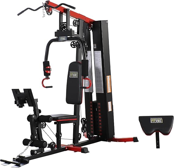 Fitvids Multifunctional Home Gym Equipment with 160 lbs Weight Stack - Full Body Workout Weight Machine Black