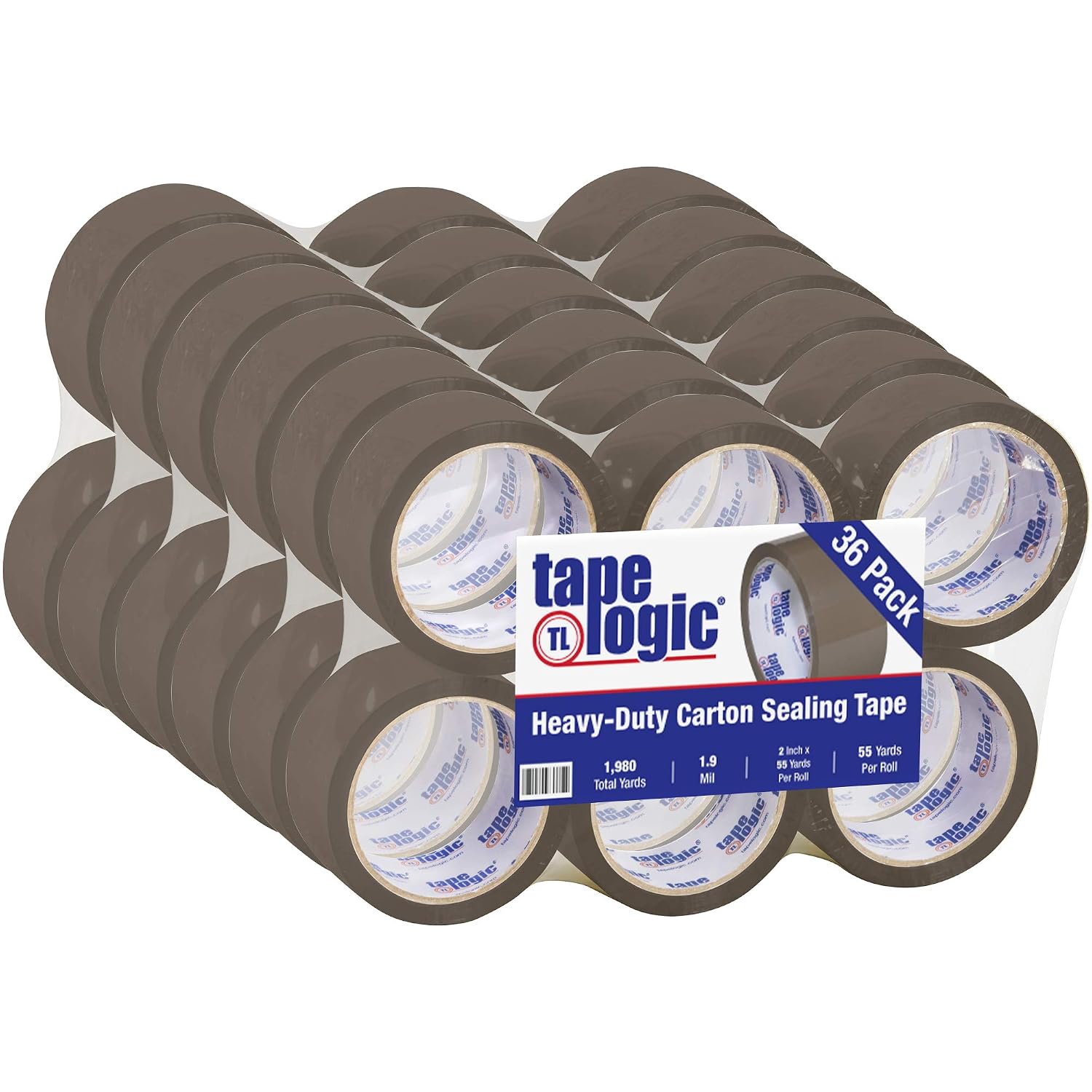 Tape Logic 2 Inch x 55 Yards Tan Hot Melt Packing Tape, 1.9 Mil Thick, Pack of 36 Rolls, for Packaging, Moving, Home and Office