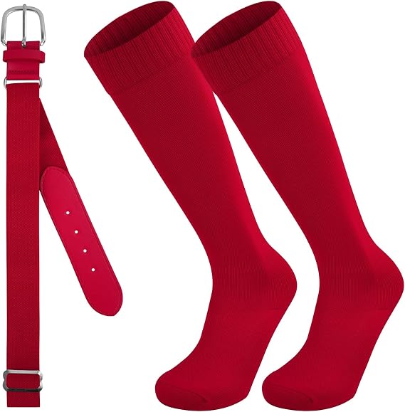 Baseball Socks and Belt Combo Set for Kids, Youth, and Adults, Adjustable and Comfortable Elastic Fit for Boys and Girls