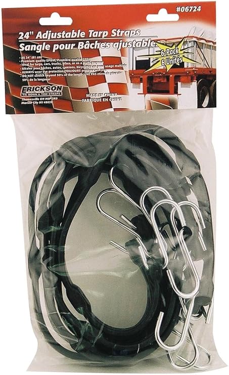 Erickson 06724 24" Adjustable EPDM Tarp Strap, (Pack of 6)