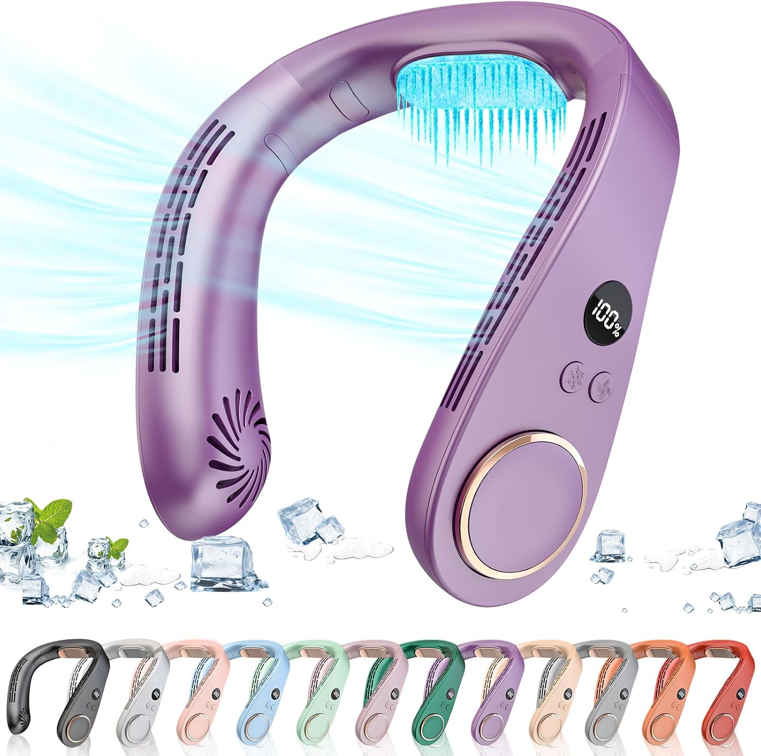 Neck Air Conditioner Portable Neck AC,Person Wireless Chargable Headband Conditioning Cooling Fan,Powerful Best Present in Summer Hot Flases for Fathers Day,Teacher Appreciation,Child Birthday Purple