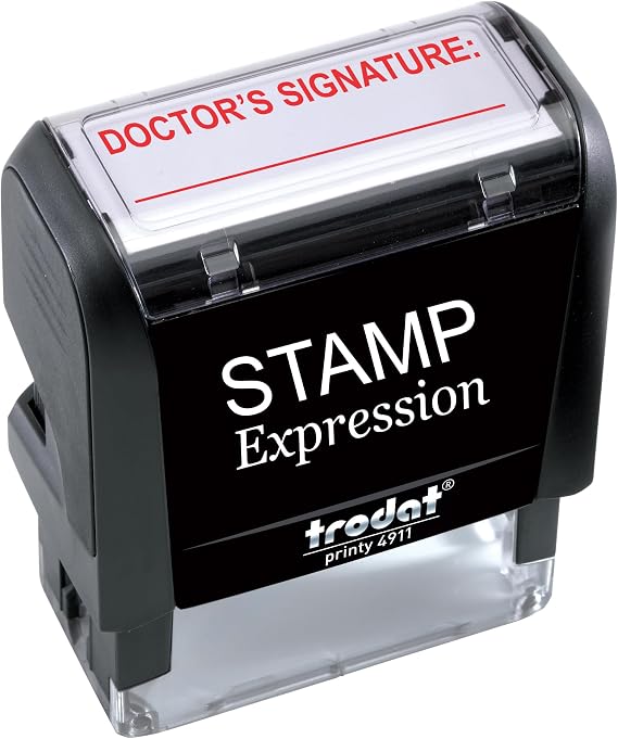 StampExpression - Doctor's Signature Medical Self Inking Rubber Stamp - Red Ink (A-50004)