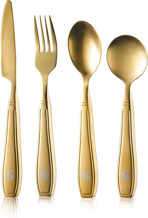 Special Supplies Premium Stainless Steel Weighted Flatware for Parkinson's Patients- Adaptive Silverware for Adults with Hand Tremors-Wide Non-Slip Grip, Easy to Clean -Weighted Silverware For Elderly