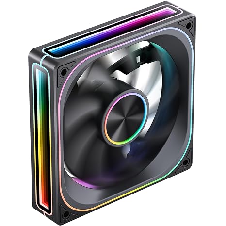 JONSBO ZA-120B PC Case Fan, Silent Computer ARGB Fan with 4-Sides Infinity Mirror 2400RPM, PWM Integrated M&F Head,Aluminum Nameplate, 28MM Thick,Black