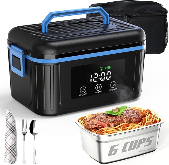 Cordless Electric Lunch Box, 18000mAh Heated Food Warmer