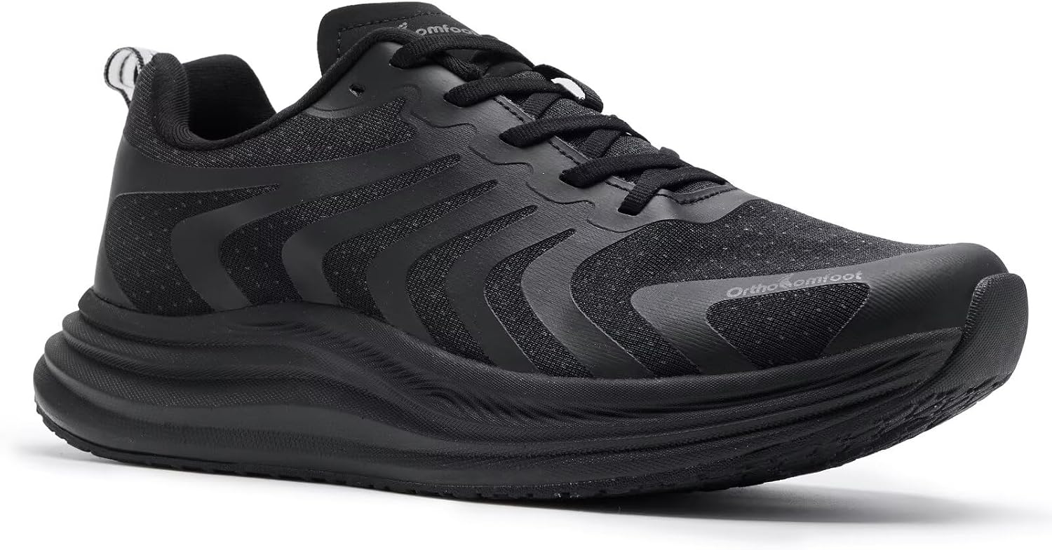 Mens Orthopedic Road Running Shoes: Comfortable Casual Arch Support Plantar Fasciitis Walking Sneakers for Flat Feet, Orthotic Outdoor Gym Work Sports Tennis Shoes for Foot and Heel Pain Relief