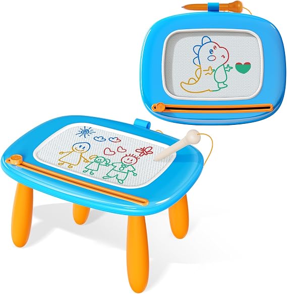 Kikidex Magnetic Drawing Board, Toddler Girl Toys for 1-3 Year Old, Doodle Board Pad Learning and Educational Toys for 1 2 3 Year Old Kids Birthday Gift (Light Blue)