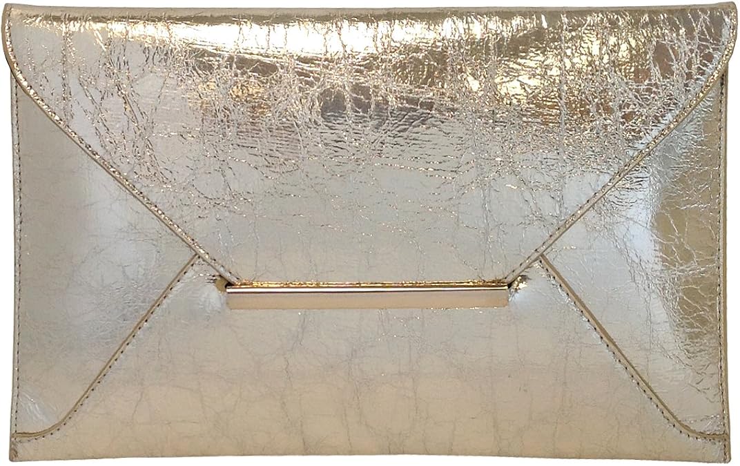 JNB Crushed Metallic Envelope Clutch