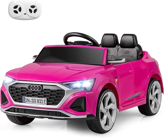 Licensed Audi SQ8 Ride on Car by INFANS, Battery Powered Electric Vehicle for with Remote Control, Adjustable Music, LED Lights, Suspension, Driving Toy Gift for Kids Toddler Age 3+ (Pink)
