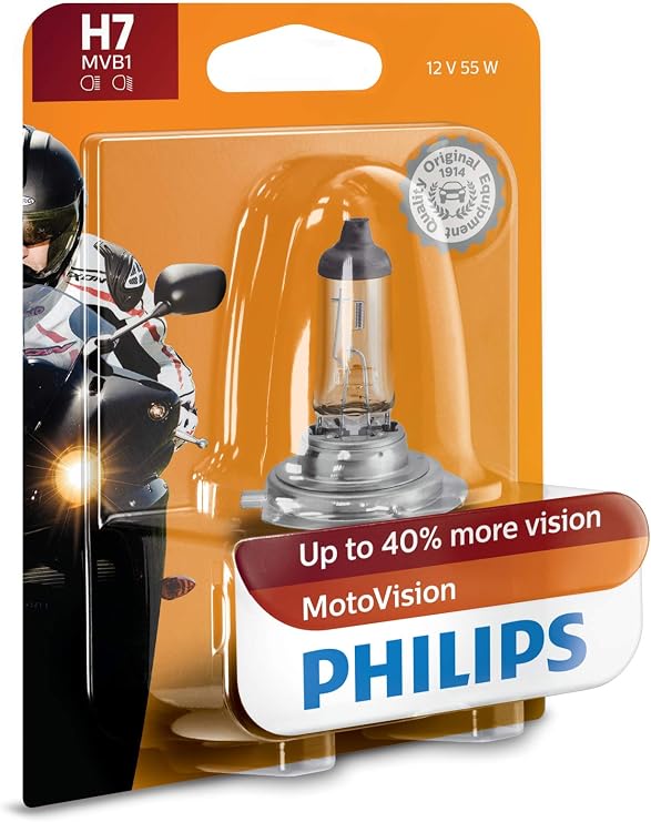 Philips Automotive Lighting H7MVB1 MotoVision Automotive Fog Light, 1 Pack,White