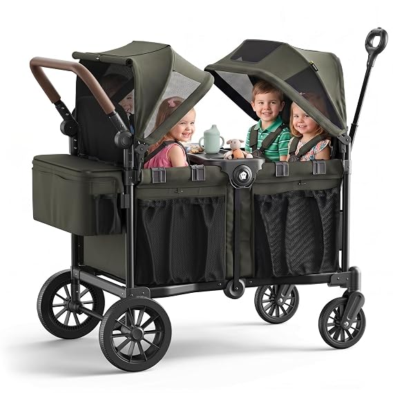 4 Seater Wagon Stroller for Kids with 66 lb Spacious Storage
