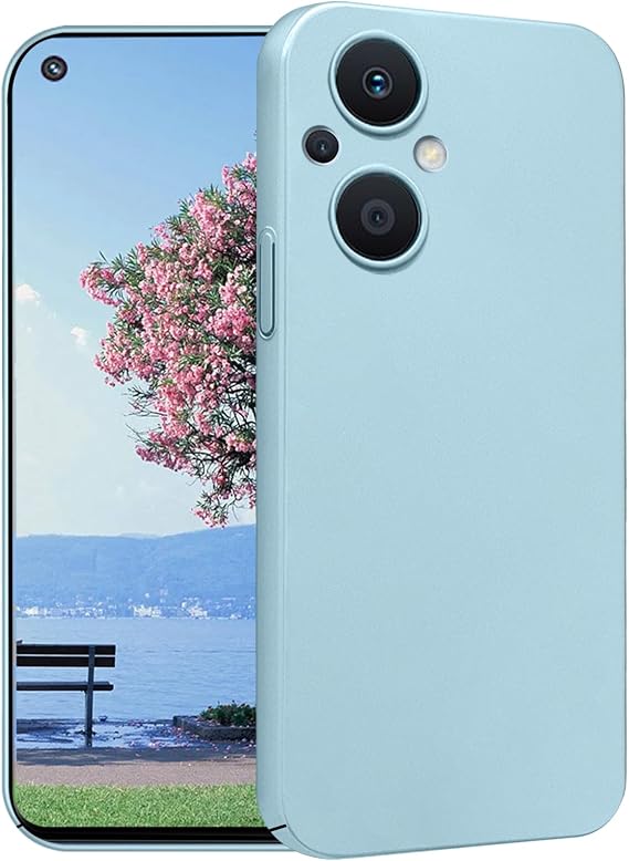 Phone Case for Oppo Reno 8 Lite 5g, Hard PC Elegant Cover for Oneplus Nord N20 5g Case Shockproof Pink Slim Aesthetic Cute Anti-Fingerprint (Blue)