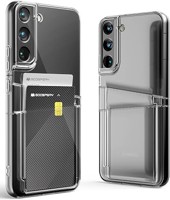 GOOSPERY Clear Wallet Designed for Galaxy S22 Plus Case, Super Slim Designed User Friendly Holds 2 Cards Invisible Soft TPU Protective Wallet Case - Clear
