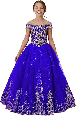 Jirocum Girls Lace Appliques Beaded Pageant Dresses Sequins Flower Girl Kids Festival Birthday Bridesmaid Gowns