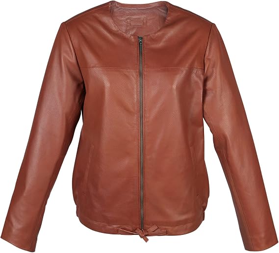 LL LEATHER LOVERS Women's Leather Jackets - Zipper Closure Round Neck Biker Lambskin Leather Jacket For Girls