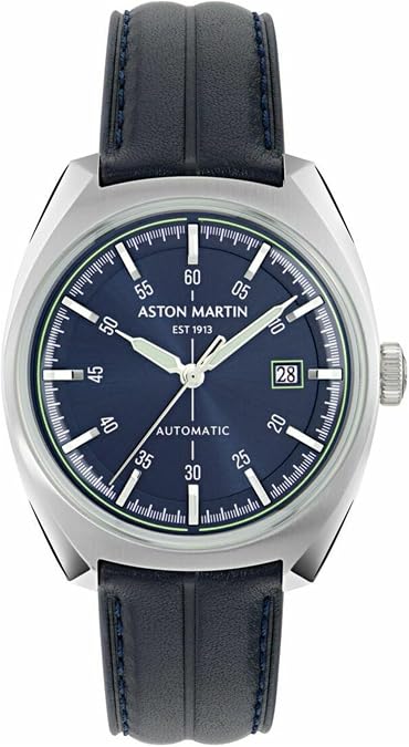 Aston Martin TS2 Automatic Collection Luxury Mens Watch Timepieces with a Blue Strap and Dial Featuring a Stainless Steel Case