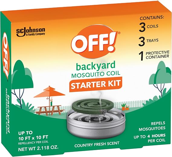 OFF! Backyard Outdoor Mosquito Repellent Coil Starter Pack, Perfect for Outdoor Patios, Country Fresh Scent, 3 Piece