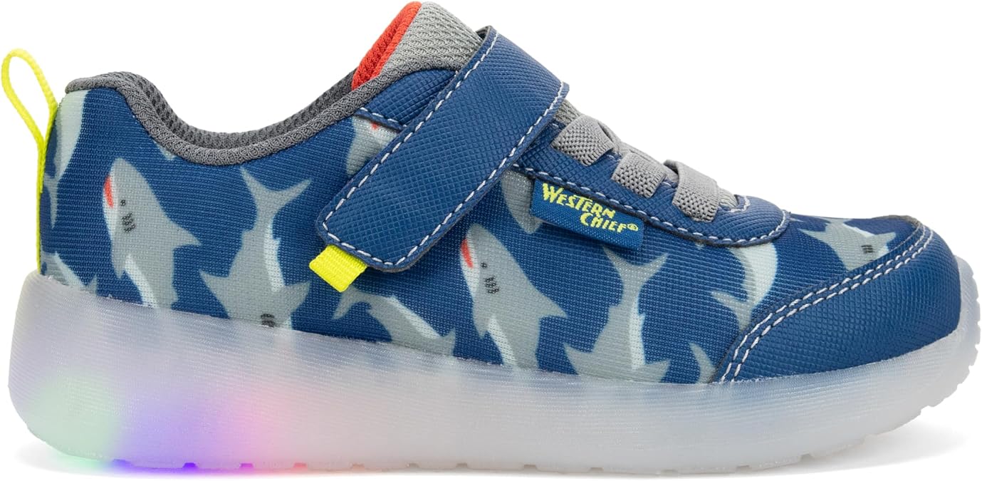 Western Chief Kids Flash Feet Lighted Sneakers, Girls and Boys Shoes