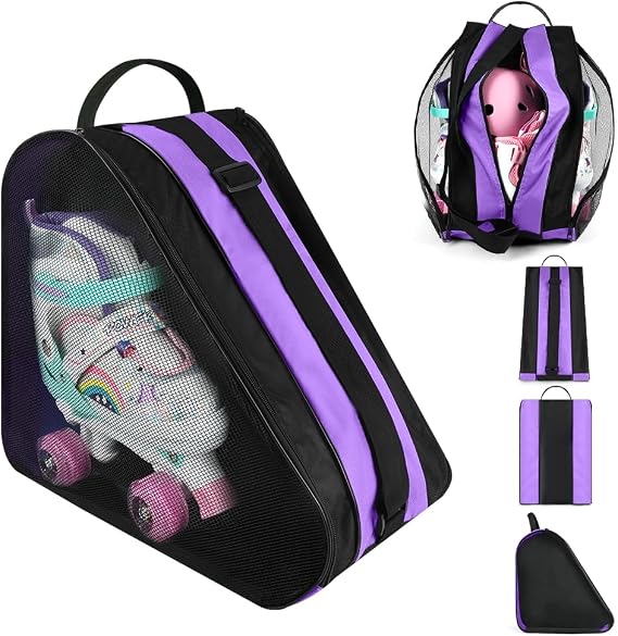 flintronic Roller Skate Bag, Ice Skates Storage Bag Unisex, Breathable Figure Skating Shoes Carry Bags, with Adjustable Shoulder Strap and Top Handle, for Storage Ice Skating Accessorie