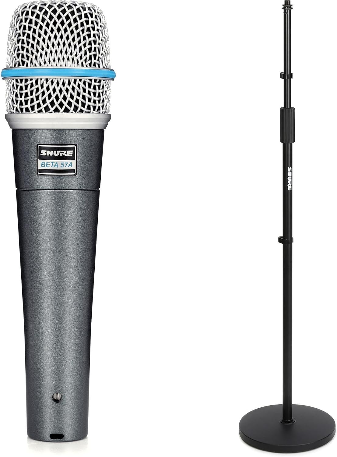 Shure Beta 57A Supercardioid Dynamic Instrument Microphone with Round Base Stand