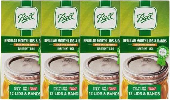 Ball Mason Jar Lids with Bands, Regular Mouth, 12 CT (Pack of 4)
