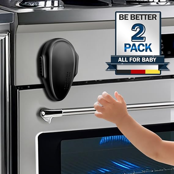 Oven Lock Child Safety (2Pack) - Black, No Tools Need or Drill | Baby Proofing Oven Door Locks, Easy to Install & Use Durable and Heat-Resistant Material