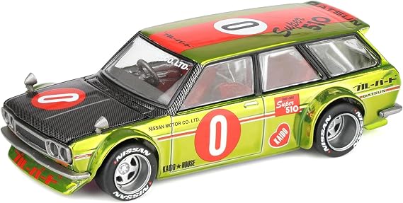 Kaido House 1/64 Datsun KAIDO 510 Wagon OG Flo, Chrome Yellow, x Mini GT KHMG164
