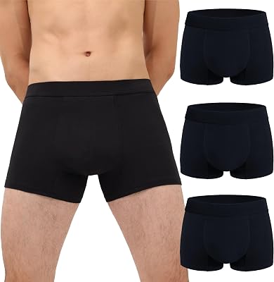 Mens Incontinence Underwear Adult Washable Bladder Control Brief 60 ML Absorbency Leak Proof Boxer Brief 3 Pack Black XL